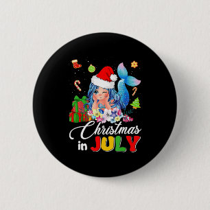 Badge Rond 5 Cm Noël En Juillet Anime Mermaid Santa Hat Sum