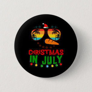 Badge Rond 5 Cm Noël en juillet Bonhomme de neige drôle Plage Été