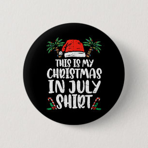 Badge Rond 5 Cm Noël En Juillet Chemise Santa Hat Summer Beach Vac