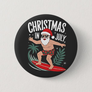 Badge Rond 5 Cm Noël en juillet Fantastique Noël Père Noël Beach