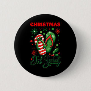 Badge Rond 5 Cm Noël En Juillet Flip Flops Xmas Flip Flops Summe