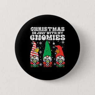 Badge Rond 5 Cm Noël En Juillet Gnomes Été Noël Fête