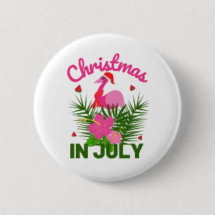 Badge Rond 5 Cm Noël en juillet joli été flamingo