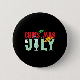Badge Rond 5 Cm Noël en Juillet Joyeux Noël Eté Drôle San