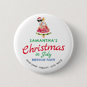 Badge Rond 5 Cm Noël en juillet Naughty ou Nice Toddler Anniversai