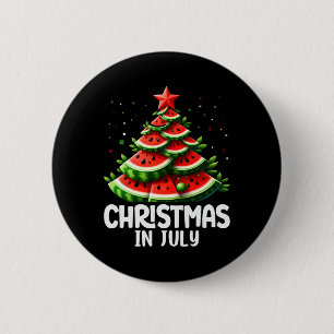 Badge Rond 5 Cm Noël En Juillet Pastèque Xmas Arbre Hommes Femmes