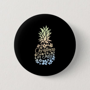 Badge Rond 5 Cm Noël en juillet Pineapple de plage coloré d'été