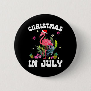 Badge Rond 5 Cm Noël en juillet pour femmes flamant rose rose Femm