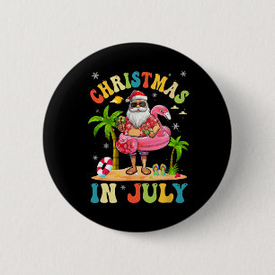 Badge Rond 5 Cm Noël en juillet Santa drôle d'été Vacances à la pl