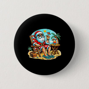 Badge Rond 5 Cm Noël en juillet Santa été Noël en juin Plage 