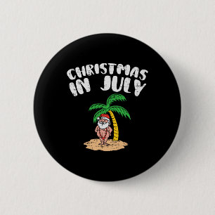 Badge Rond 5 Cm Noël en juillet Santa Palmier Plage Été Tro