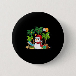 Badge Rond 5 Cm Noël En Juillet Snowman Sur Palm Tree Tropical Be