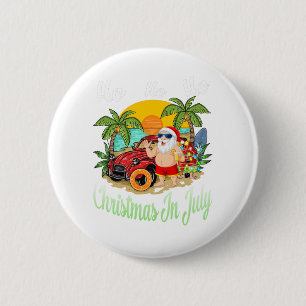 Badge Rond 5 Cm Noël En Juillet Tee Funny Père Noël Summer Beach