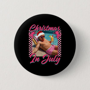 Badge Rond 5 Cm Noël en juillet Trump drôle de détente Santa Hawaï