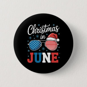 Badge Rond 5 Cm Noël En Juin Sungles Santa Hat Us Drapeau Vacati