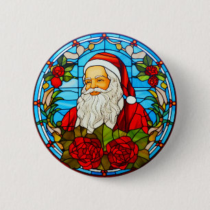 Badge Rond 5 Cm Noël en verre tendu - Père Noël 3D Ornament-67673