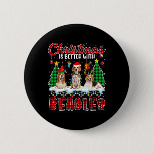 Badge Rond 5 Cm Noël est mieux avec le Beagle Père Noël Elf Reinde