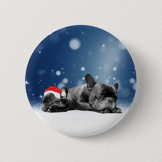 Badge Rond 5 Cm Noël Français Chien de taule Chien Chien de Chien  (Devant)