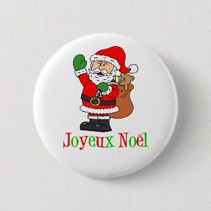 Badge Rond 5 Cm Noël français Père Noël Joyeux Noel