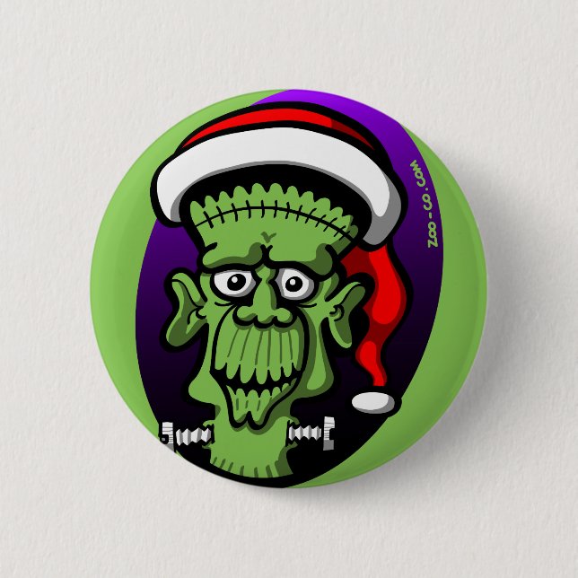 Badge Rond 5 Cm Noël Frankenstein (Devant)
