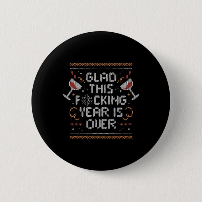 Badge Rond 5 Cm Noël Glad Cette Année Fcccale Est Terminée - Drôle (Devant)