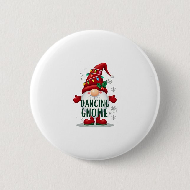 Badge Rond 5 Cm Noël Gnome Danser Gnome Famille Noël (6) (Devant)