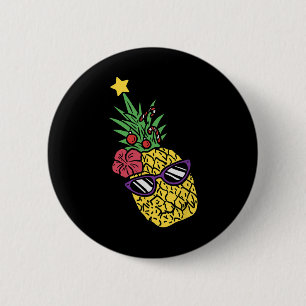 Badge Rond 5 Cm Noël hawaïen en juillet Ananas Mele Kalikima