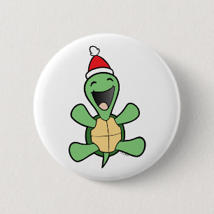 Badge Rond 5 Cm Noël heureux de tortue