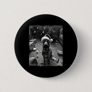 Badge Rond 5 Cm Noël Malinois belge pris sur caméra