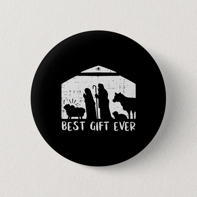 Badge Rond 5 Cm Noël Meilleur Cadeau Nativité Noël Noël Hommes chr (Devant)