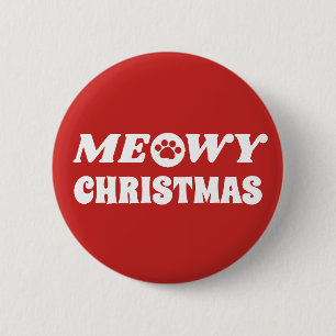 Badge Rond 5 Cm Noël Meowy