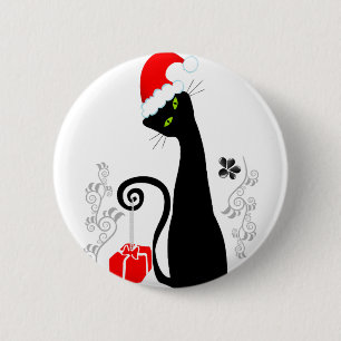 Badge Rond 5 Cm Noël moderne Kitty