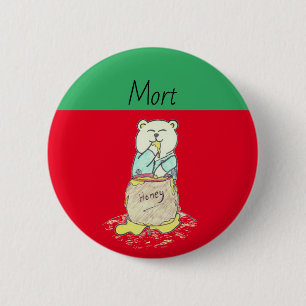 Badge Rond 5 Cm Noël (Noël) Coloré "Morton l'ours salé"
