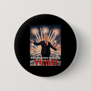 Badge Rond 5 Cm Noël Nouvel An 2025 Vacances Trump Feu d'artifice