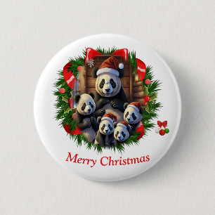 Badge Rond 5 Cm Noël Ours Panda