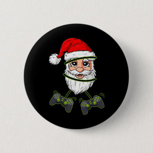 Badge Rond 5 Cm Noël Père Noël Contrôleurs de jeu vidéo Garçons