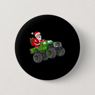 Badge Rond 5 Cm Noël Père Noël équitation dans Monster Truck Boys
