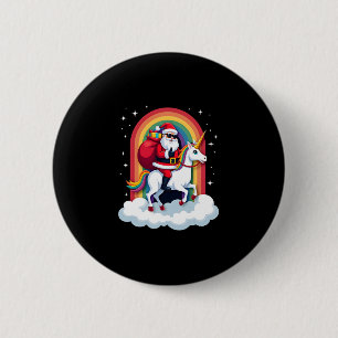 Badge Rond 5 Cm Noël Père Noël équitation Unicorne Xmas filles fem