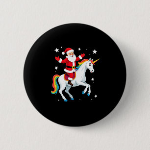 Badge Rond 5 Cm Noël Père Noël équitation Unicorne Xmas filles fem