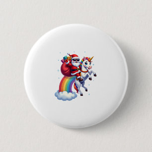 Badge Rond 5 Cm Noël Père Noël équitation Unicorne Xmas filles fem