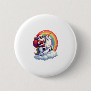 Badge Rond 5 Cm Noël Père Noël équitation Unicorne Xmas filles fem