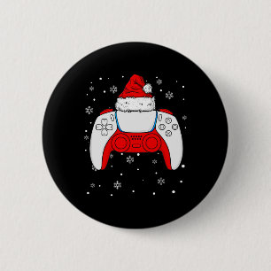 Badge Rond 5 Cm Noël Père Noël Gamer Contrôleur Garçons Enfants Ad