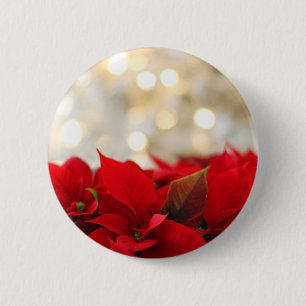 Badge Rond 5 Cm Noël Poinsettia