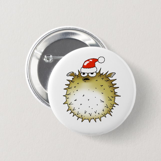 Badge Rond 5 Cm Noël Poisson Gonflable Drôle (Devant & derrière)
