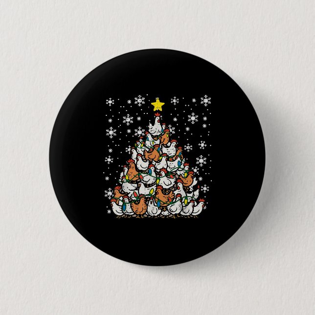 Badge Rond 5 Cm Noël Poulets Noël Noël Arbre poules Fermière Femme (Devant)