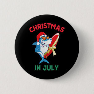 Badge Rond 5 Cm Noël requin en juillet Vacances d'été Plage Hommes