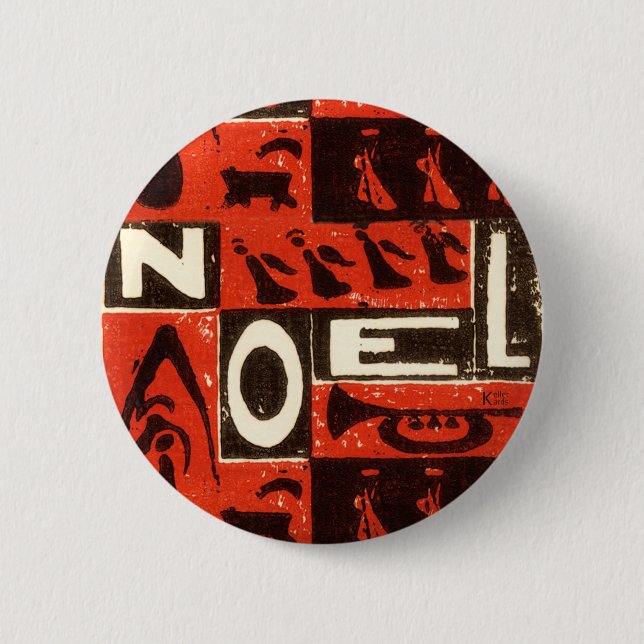 Badge Rond 5 Cm Noel Rouge (Devant)