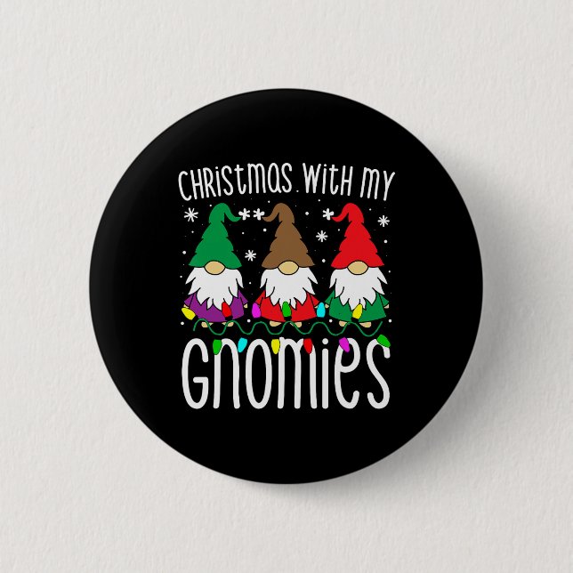Badge Rond 5 Cm Noël S pour la famille mignonne cadeau Gnome Xmas  (Devant)
