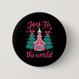 Badge Rond 5 Cm Noël Scène de la Nativité Chrétienne Joie au Monde
