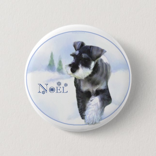 Badge Rond 5 Cm Noel Schnauzer Standard (Devant)